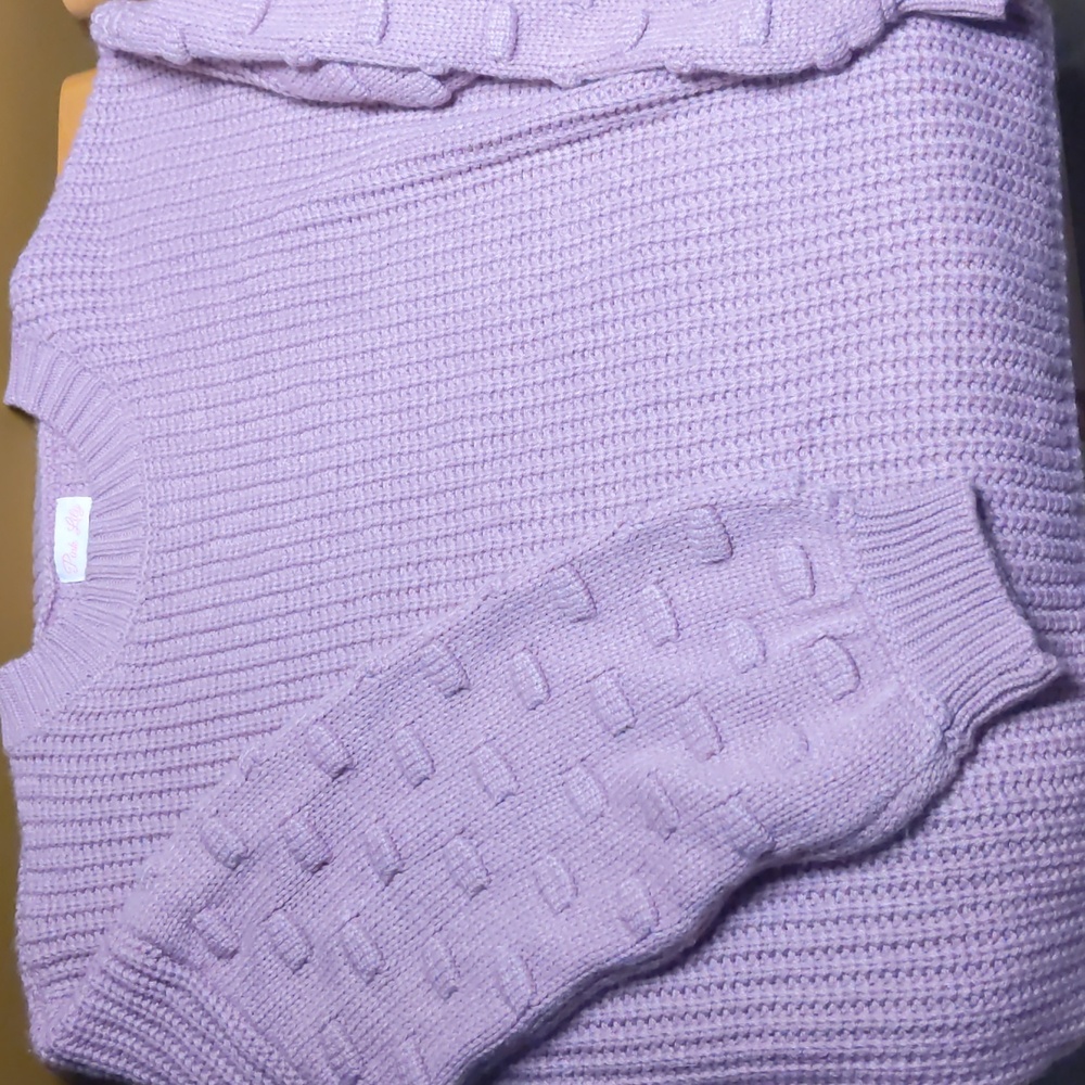 Pink lily Lilac purple knit sweater